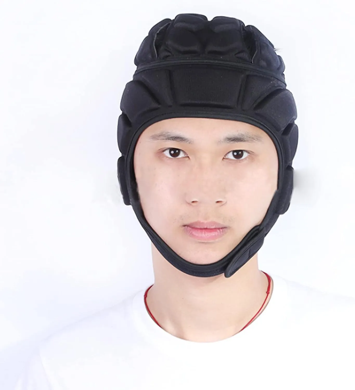 Rugby Helmet Soft Shell Headgear 7v7 Soccer Goalie Foam Padded Head Protector Support Goalkeeper Adjustable Autism Helmet Rugby Flag Football Helmet for Youth Adults