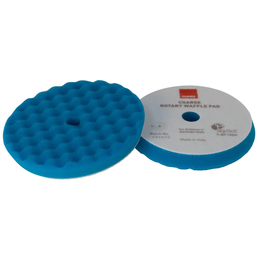RUPES Rotary Waffle Coarse Foam Cutting Pad, 9.WF180H - 6", Blue