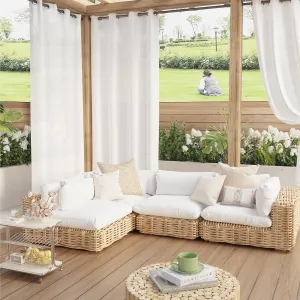 RYB HOME Non-See -Through Outdoor Sheer Curtains Waterproof Privacy Curtain for Patio & Gazebo, Durable, Thickened and Soft UV-Blocking Sheers with Natural Drape - White, 52x108 Inches, 2 Panels