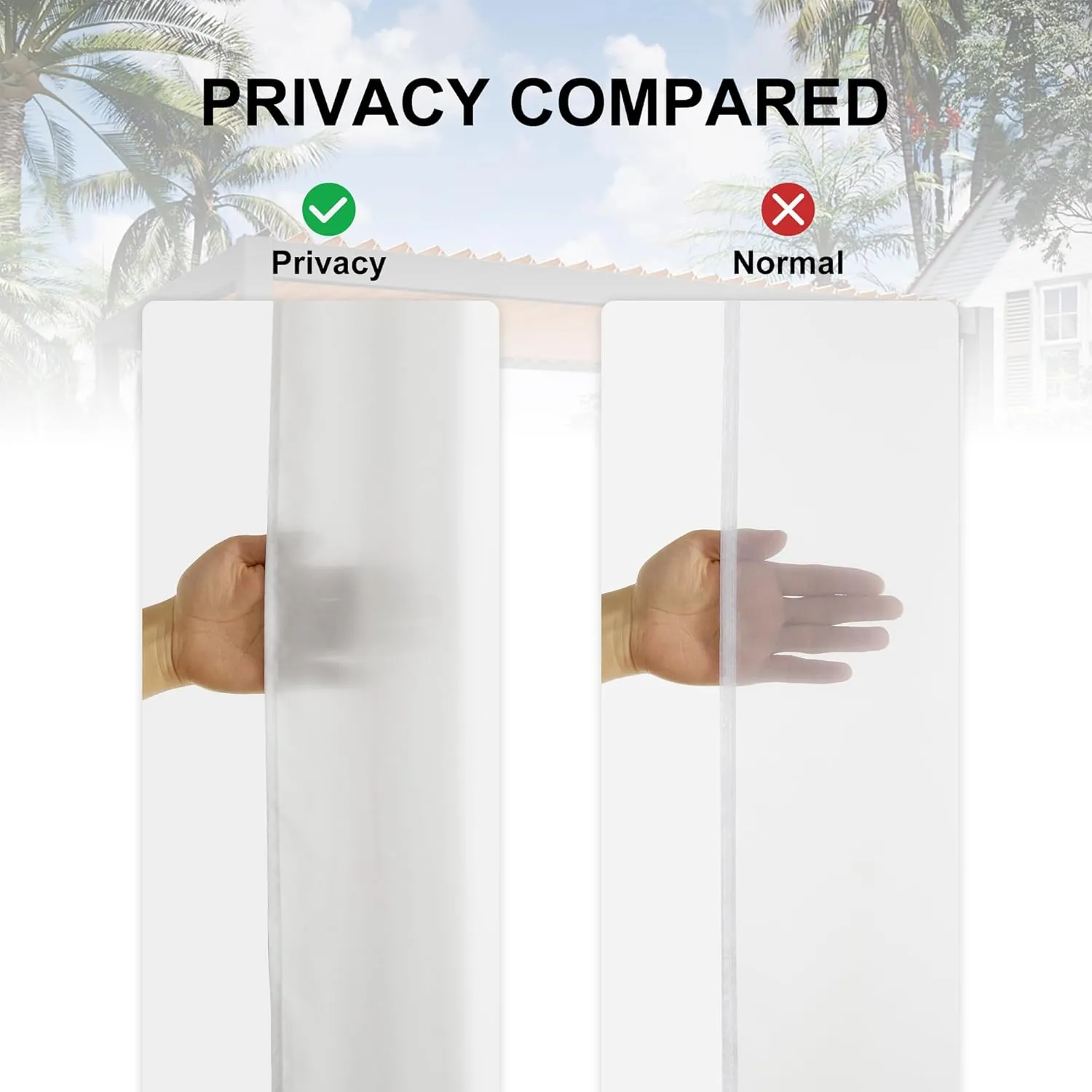 RYB HOME Non-See -Through Outdoor Sheer Curtains Waterproof Privacy Curtain for Patio & Gazebo, Durable, Thickened and Soft UV-Blocking Sheers with Natural Drape - White, 52x108 Inches, 2 Panels