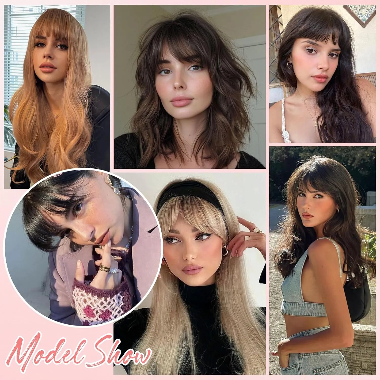 S-noilite Hair Toppers for Women with Bangs Real Human Hair 360° 3D Cover Clip in Bangs 2X6 Coverage Clip in Hairpiece for Women with Thinning Hairline 14Inch (Natural Black)