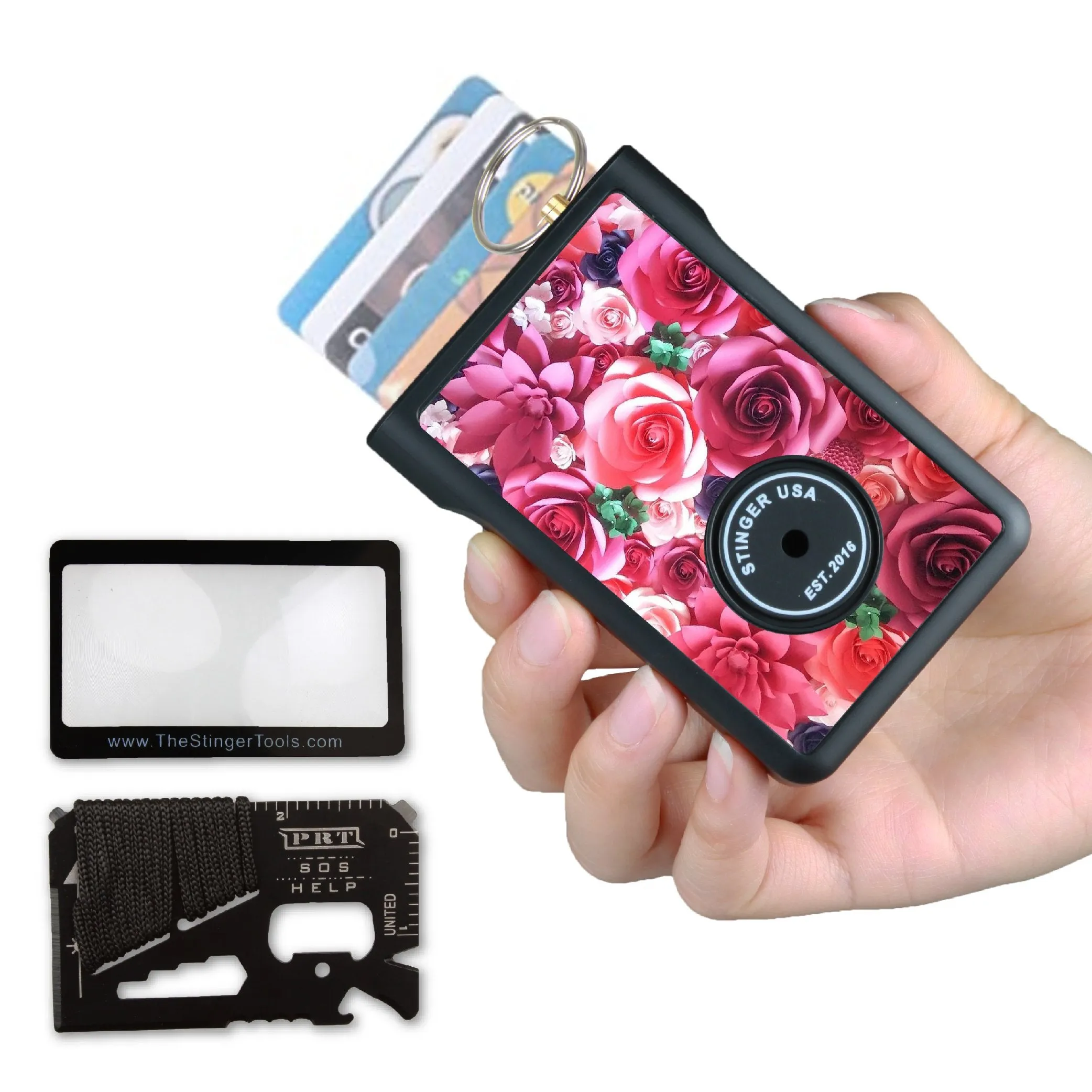 Safety Wallet With Personal Alarm Multi Functional Tool (Peony)