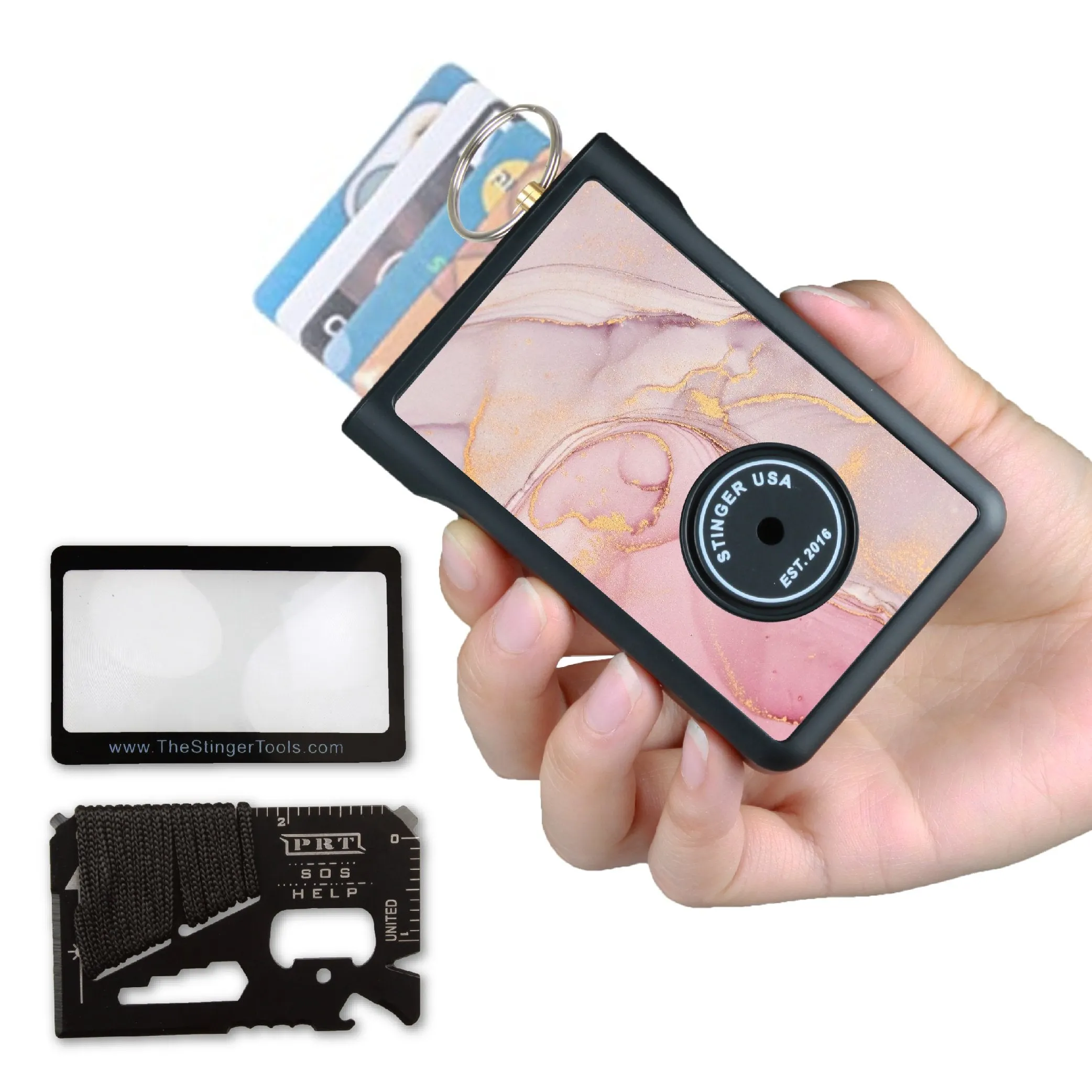 Safety Wallet With Personal Alarm Multi Functional Tool (Peony)
