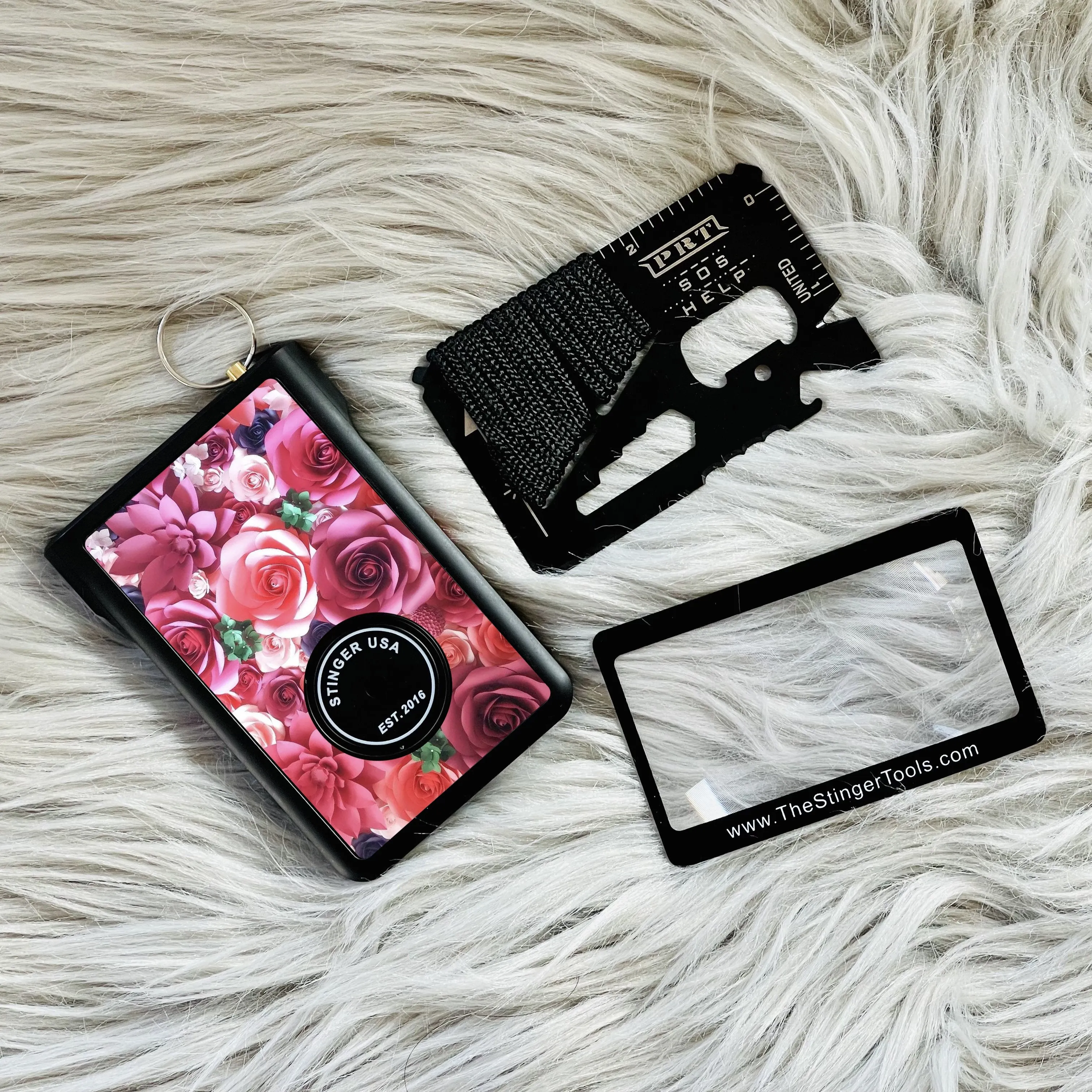 Safety Wallet With Personal Alarm Multi Functional Tool (Peony)