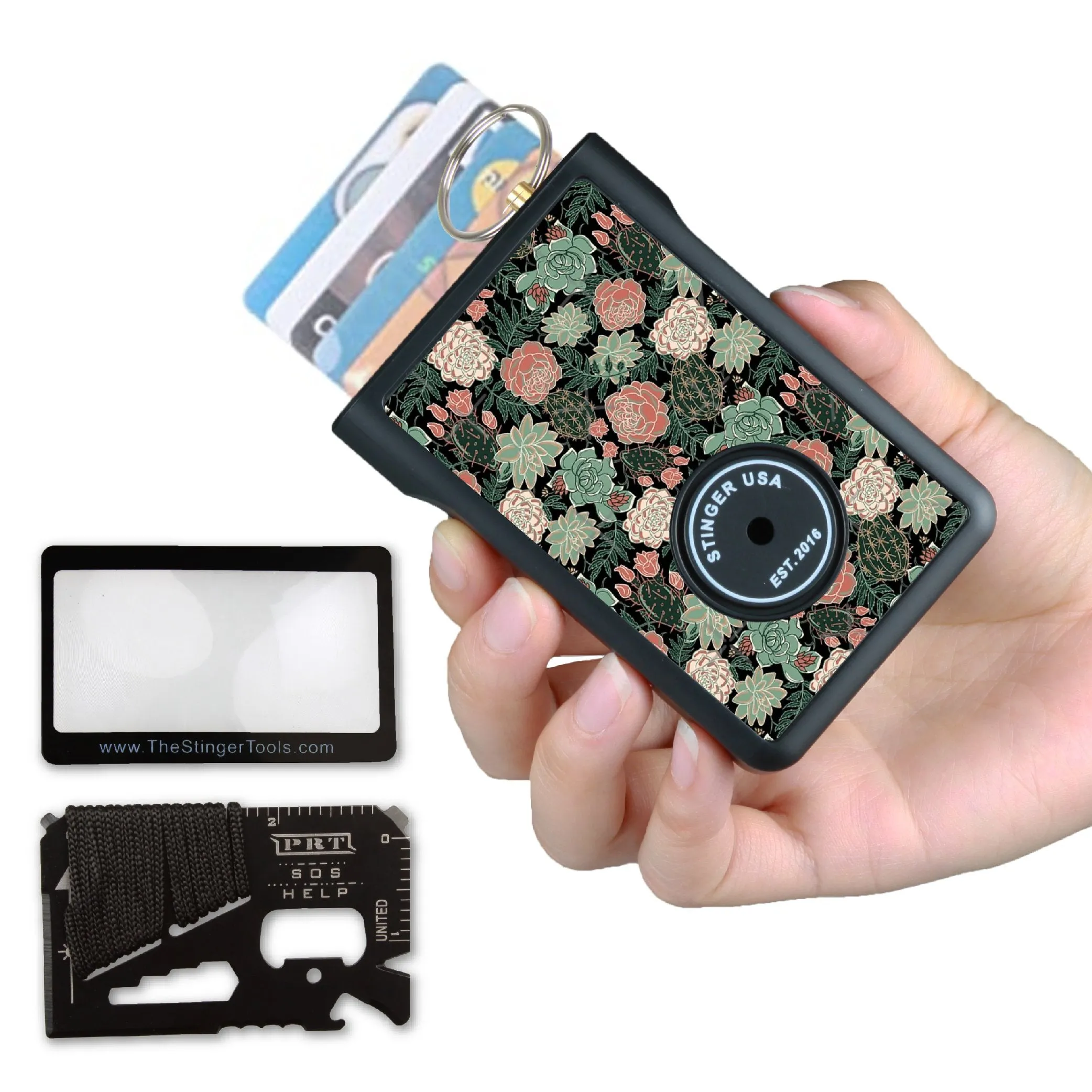Safety Wallet With Personal Alarm Multi Functional Tool (Peony)