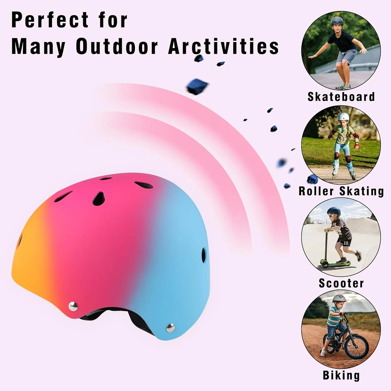 SAITI Kids Bike Helmet, Toddler Helmet for Ages 3-14, Unisex, Multi-Sports, Skateboard, Bicycle, Scooter, Skating, Roller
