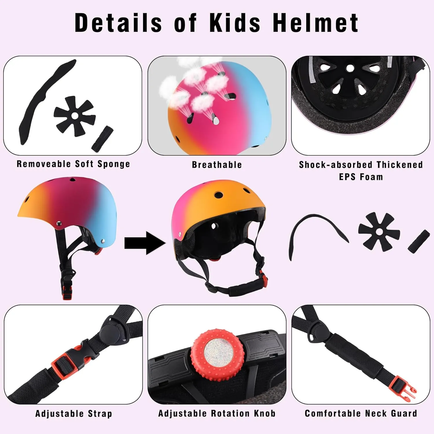 SAITI Kids Bike Helmet, Toddler Helmet for Ages 3-14, Unisex, Multi-Sports, Skateboard, Bicycle, Scooter, Skating, Roller