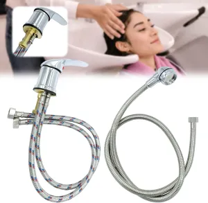 Salon Water Faucet and Sprayer Hose Kit for Shampoo Bed Bowl or Backwash, with Stainless Steel Hose, Durable Salon Spa Hot Cold Mixer