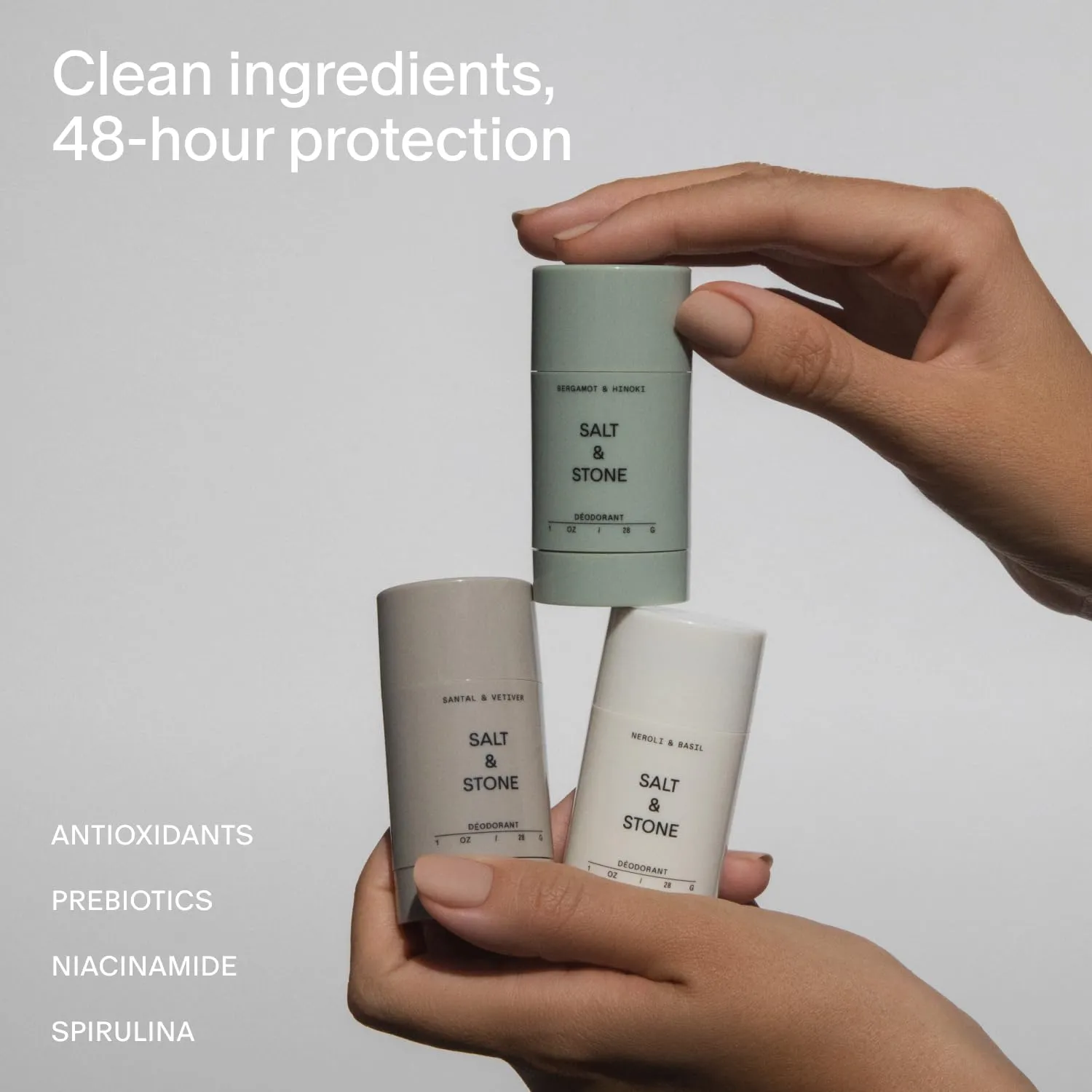 SALT & STONE Deodorant | Extra Strength Natural Deodorant for Women & Men | Aluminum Free with Seaweed Extracts, Shea Butter & Probiotics (Mini Deodorant Discovery Set)