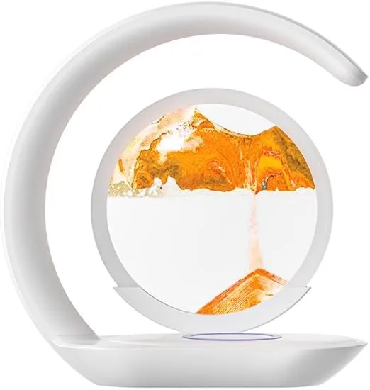 Sand Hourglass - lamp for Kids Desk Decoration with Wireless Charger Hourglass Blue, Desk accesory, Elegant Lamps for Bedroom Orange, Modern LAMP betroom, Kids LAMP, Childrens Light Hourglass