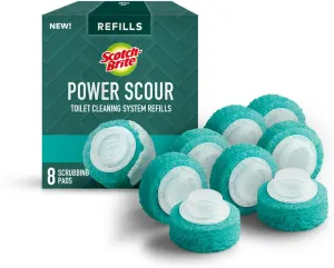 Scotch-Brite Power Scour Disposable Scrubbing Pad Refills, Disposable Toilet Bowl Cleaner Scrub Pad Tablets, 8 Scrubbing Pad Refills