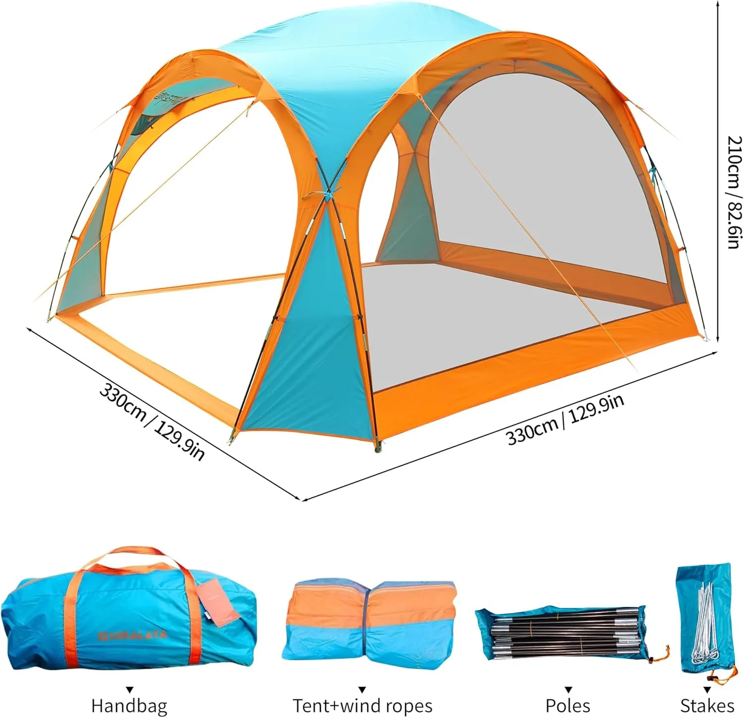 Screen House Tent Dome Tent 4-6 Person Camping Tents for Family Backpacking Waterproof Windproof Suitable for Outdoor Camping Quick with 3 Minute Setup (Tent, Blue)