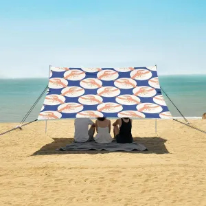 Seamless Pattern Lobsters Beach Camping Tent Sun Shelter for Whole Family, Cute Beach Shade Canopy with UPF50  UV Protection,Easy Set Up and Carry,Outdoor Shade for Trips, Fishing, Backyard Fun