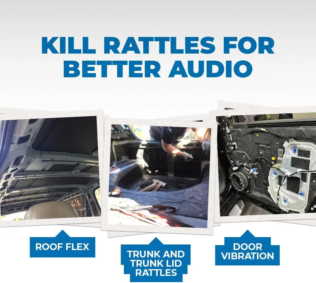 Second Skin Damplifier Pro Butyl Rubber Sound Deadening Mat (2mm) - 12” x 10” CLD Tiles for Car Sound Deadening (5 Sq Ft, 6 Tiles) - Made in USA