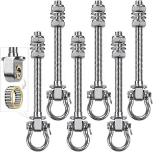 SELEWARE Heavy Duty Swing Hangers with Silent Bearings, 1500LB Capacity Stainless Steel Swing Hardware Kit (6 Pack), M10 x 9" Bolts for Wood/Steel Beams, Porch Swings, Yoga Hammocks, Gym Rings