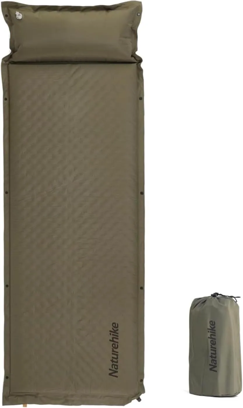 Self Inflating Sleeping Pad for Camping, Durable Camping Mattress Connectable with Multiple, Lightweight Sleeping Mats for Backpacking, Tent, Hammock, Hiking, Adult Single, Green