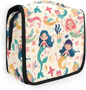 senya Hanging Travel Toiletry Bag Cute Kit Makeup Case Cosmetics Organizer for Men Women (Cute Mermaids And Friends)