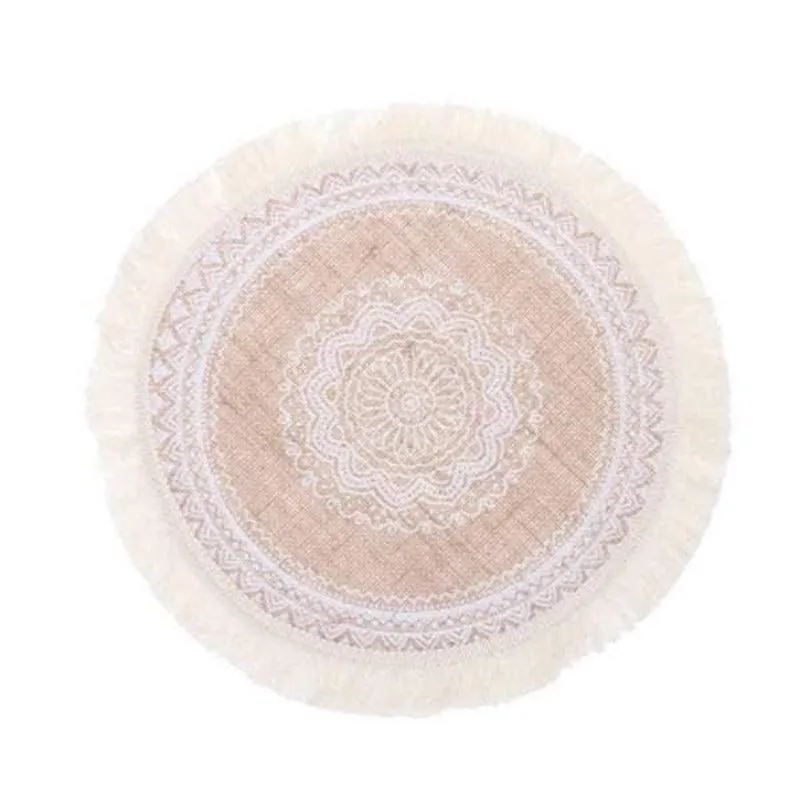 Set of 2 Burlap Nordic Tassel Placemats