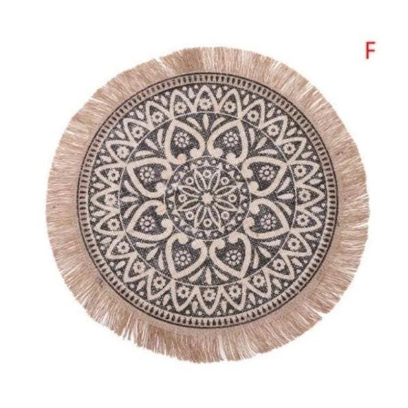 Set of 2 Burlap Nordic Tassel Placemats