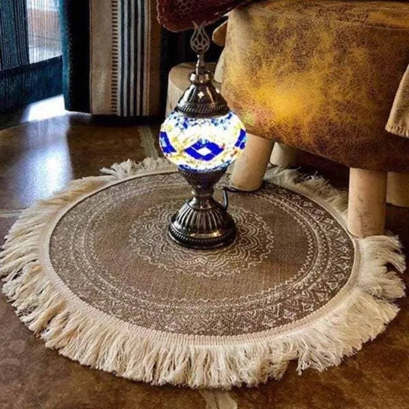 Set of 2 Burlap Nordic Tassel Placemats