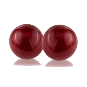 Set of 2 Red Poppy Enameled Aluminum Spheres