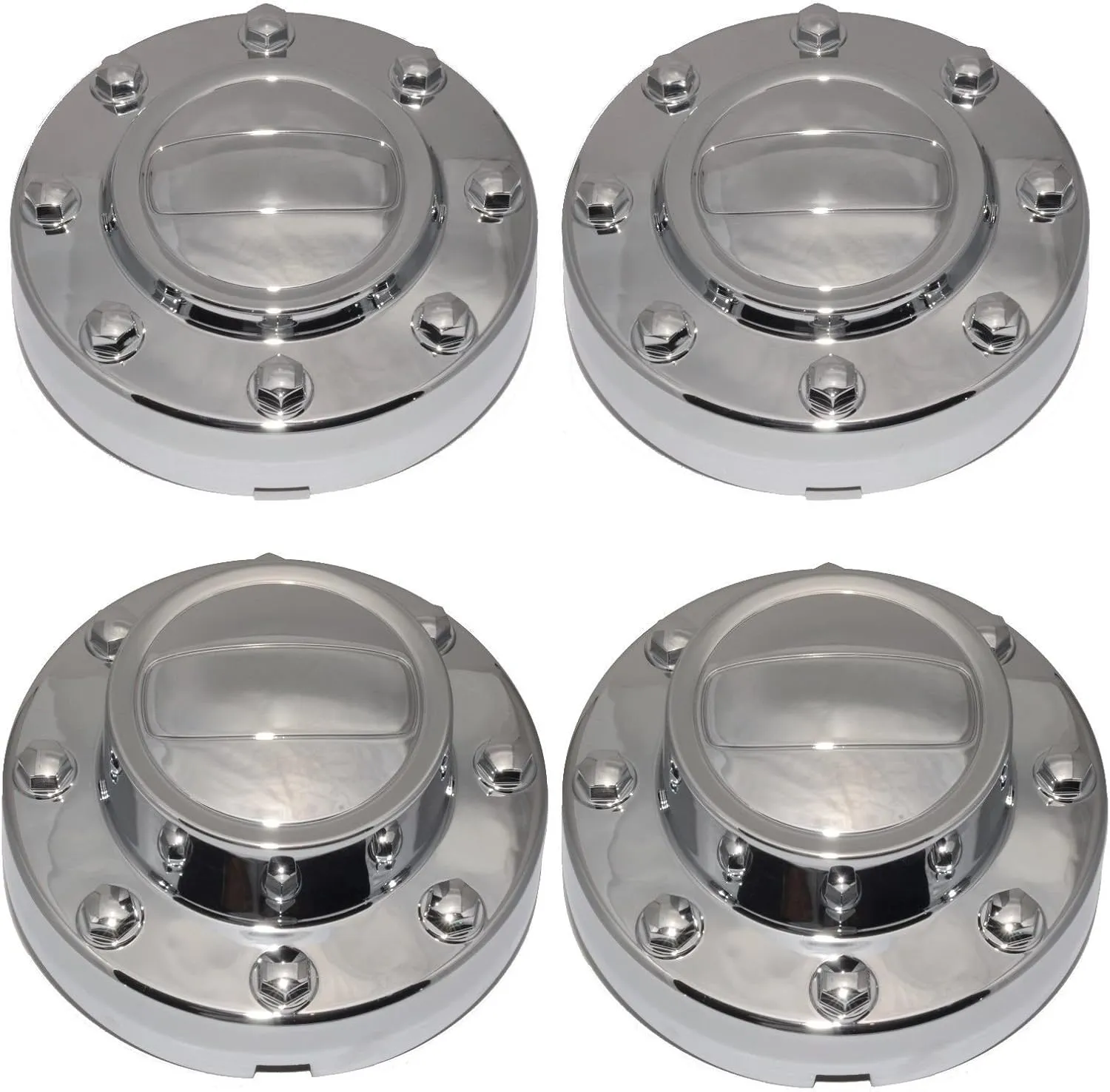 Set of 4 New Alcoa Alloy Wheel Chrome Center Caps 2 Front and 2 Rear Replacement for 2011-2016 Dodge Ram 3500 1-TON Dually DRW