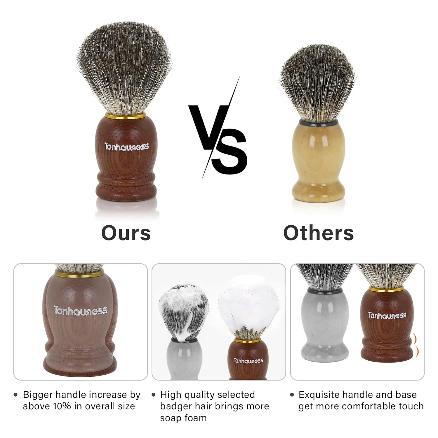 Shaving Brush Kit for Men, 4 in 1 Shaving Brushes Set Includes Badger Hair Shave Brush, Shaving Bowl & Stand and Shaving Soap Kit for Men’s Shave Gift