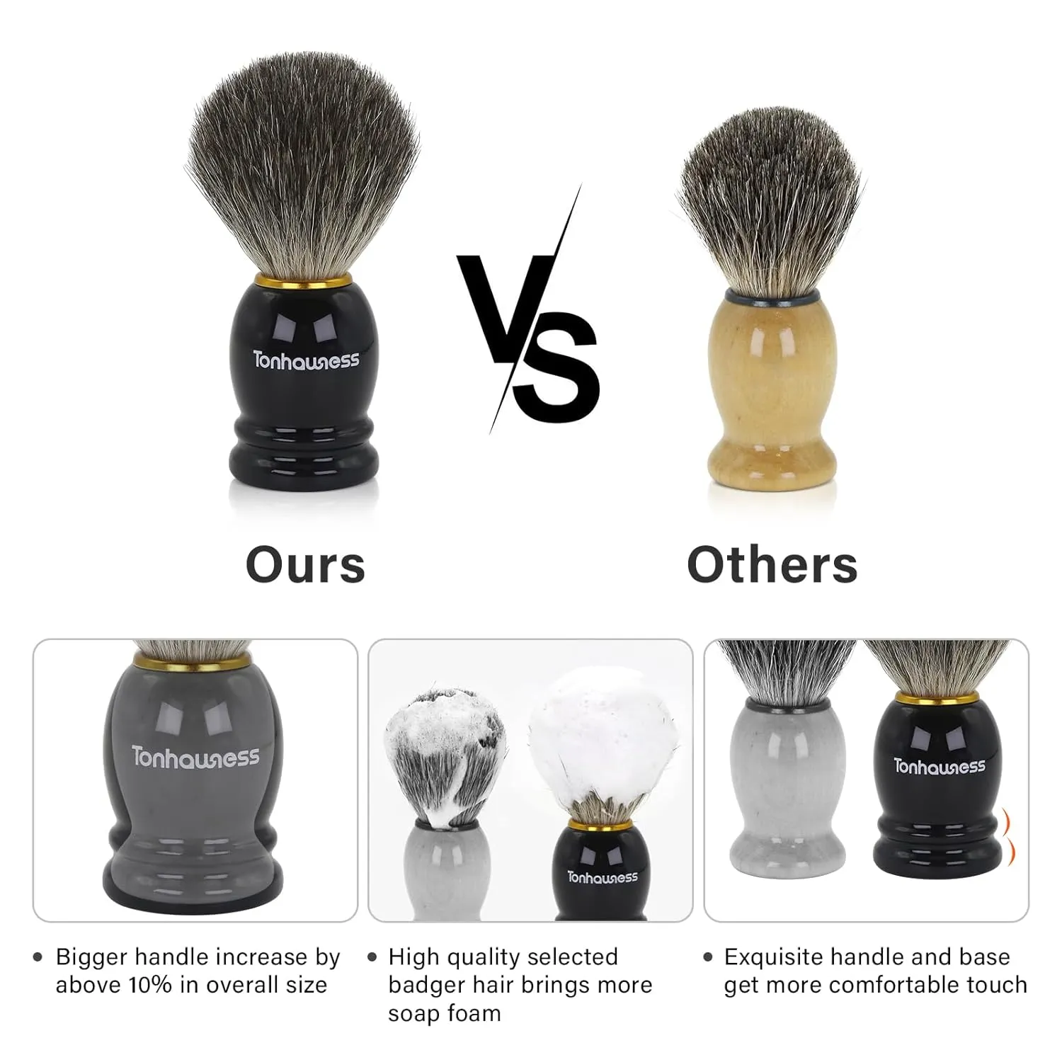 Shaving Brush Kit for Men, 4 in 1 Shaving Brushes Set Includes Badger Hair Shave Brush, Shaving Bowl & Stand and Shaving Soap Kit for Men’s Shave Gift