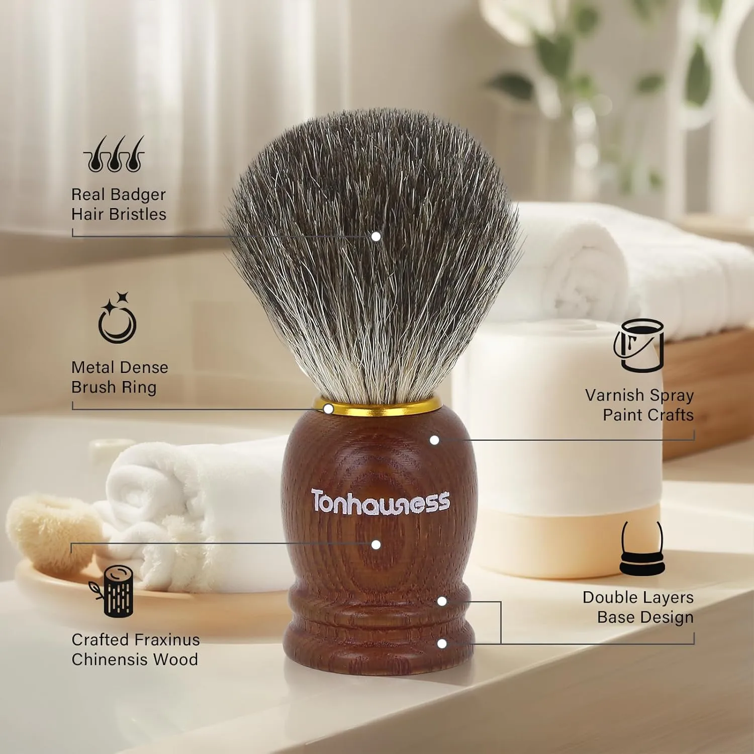 Shaving Brush Kit for Men, 4 in 1 Shaving Brushes Set Includes Badger Hair Shave Brush, Shaving Bowl & Stand and Shaving Soap Kit for Men’s Shave Gift