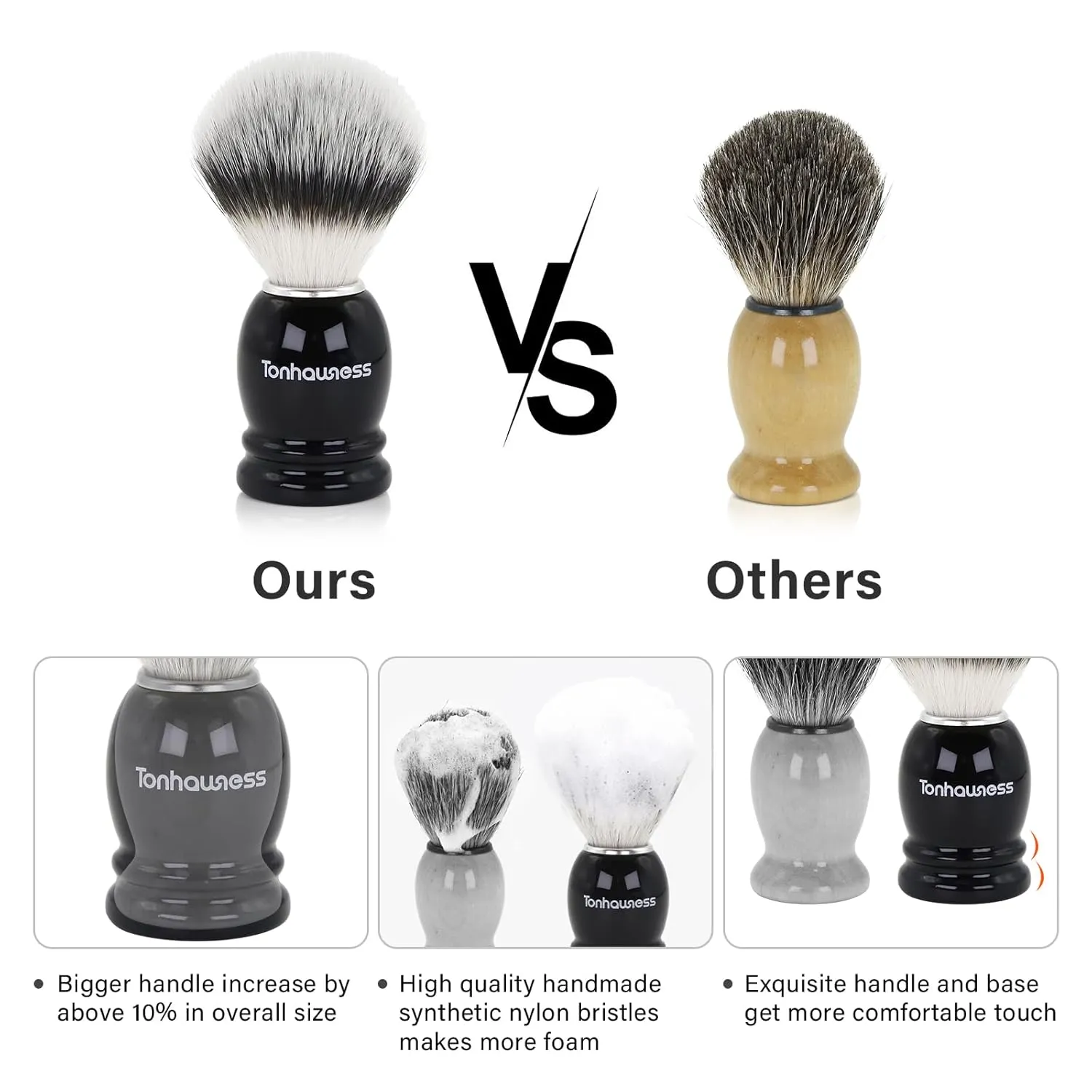 Shaving Brush Kit for Men, 4 in 1 Shaving Brushes Set Includes Nylon Bristle Shave Brush, Shaving Bowl & Stand and Shaving Soap Kit for Men’s Shave Gift