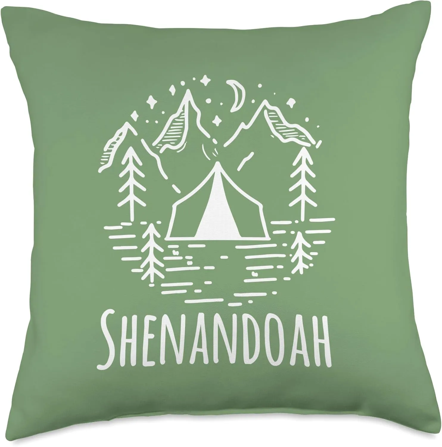 Shenandoah Virginia Camping Tent Rustic Mountains Wilderness Throw Pillow