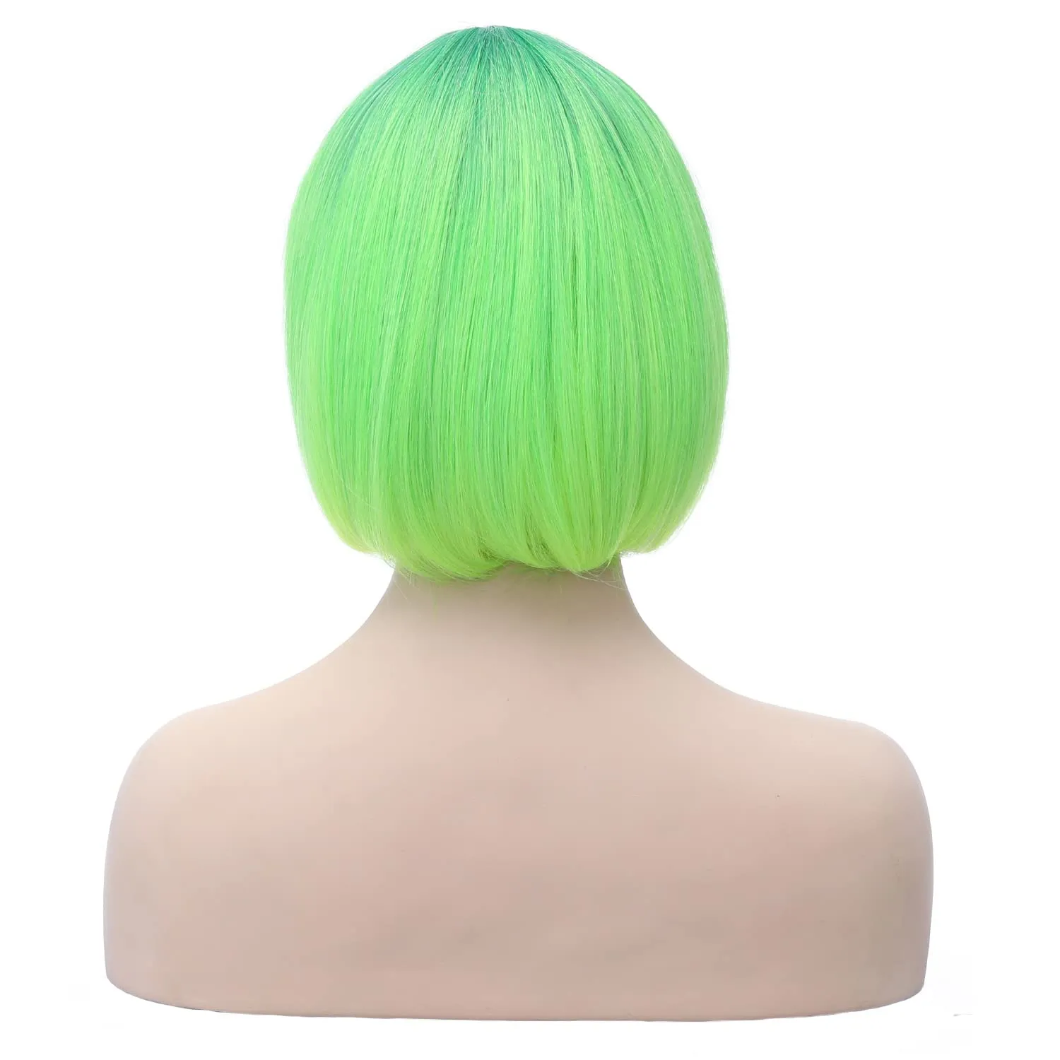 Short Green Bob Wig Lime Green Wig with Bangs for Women and Girls Heat Resistant Synthetic Wigs