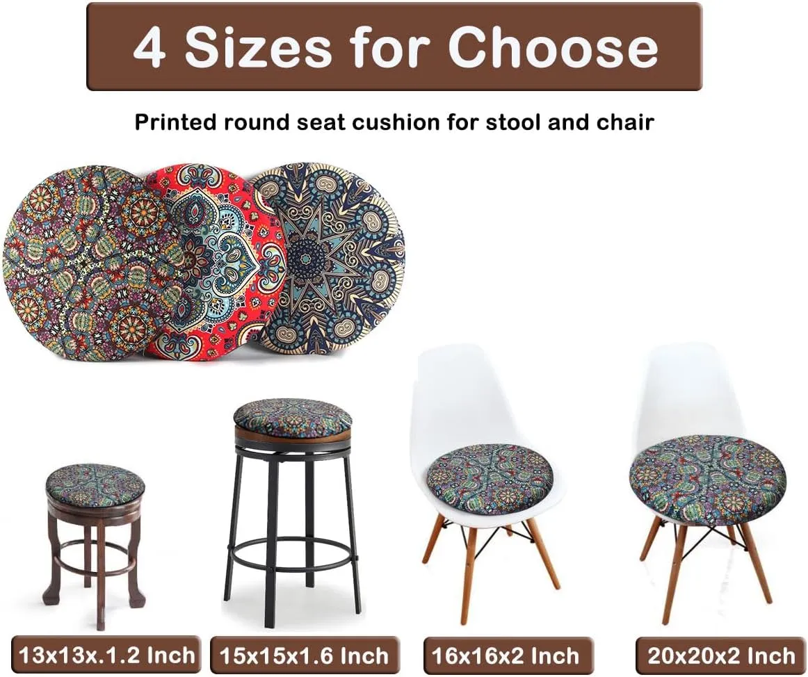 Sigmat Memory Foam Seat Cushion Anti-Slip Soft Round Stool Cushion Chair Pad 13 Inch Graphic