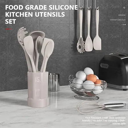 Silicone Cooking Utensils Set - 446°F Heat Resistant