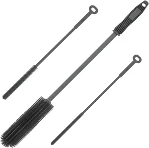 Silicone Water Bottle Brush and Straw Cleaner Set,Long Bottle Brush,Straw Cleaning Brush Silicone,Long Handle Scrub Cleaning Brush for Narrow Neck Bottle,Wine Bottle,Thermos,Sports Bottles (Dark Grey)