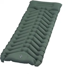 Single Inflatable Sleeping Pad with Built-in Pillow – Lightweight, Waterproof TPU Camping Mat for Tents, Compact & Portable Design – 79x27x3.5 Inches (200x69x9 cm) (Army Green)