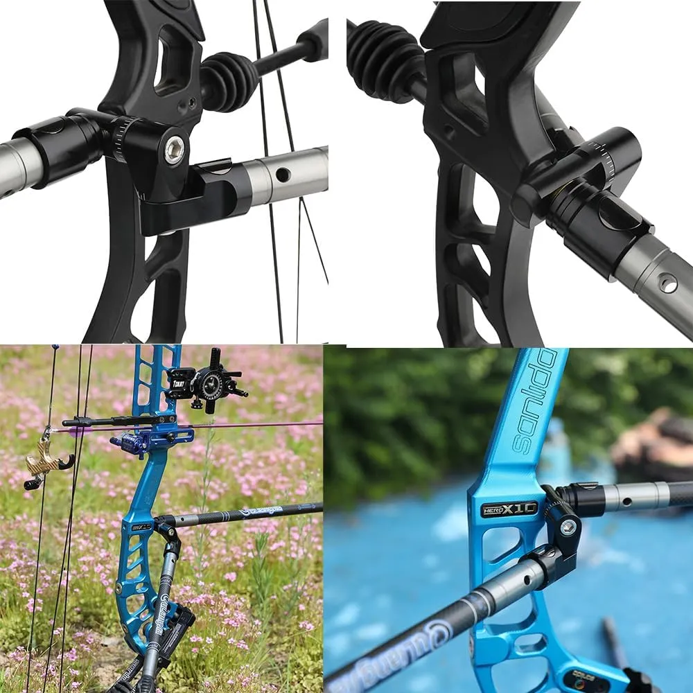 Single/Double Side Adjustable V-Bar Mount Quick Disconnect Bow Rod Stabilizer, Archery Compound Recurve Bow Stabilizer Single/Double Sidebar Back Bar stabilizer Mount
