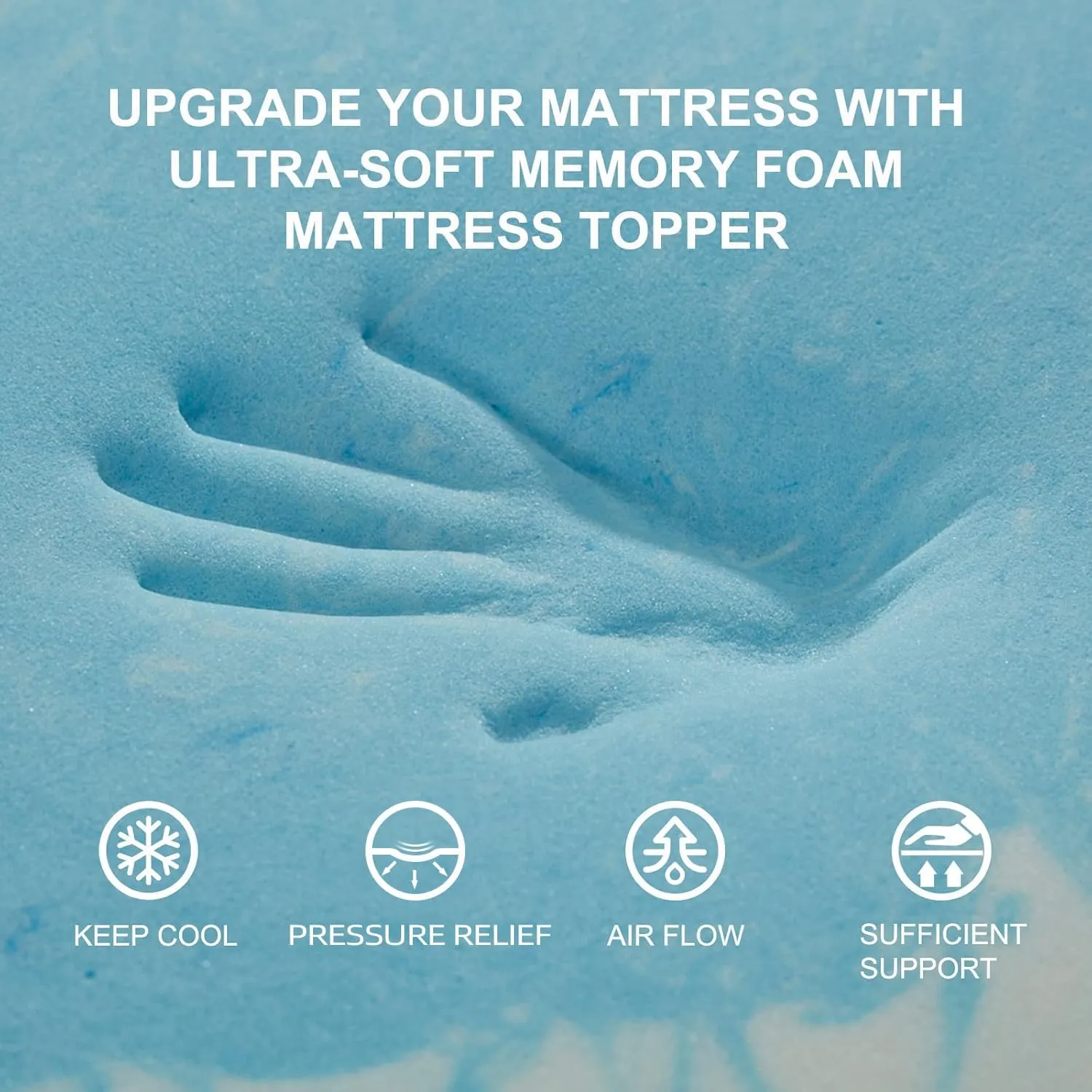 SINWEEK 2 Inch Mattress Topper 5-Zone Memory Foam Mattress Topper Pressure Relieve Soft Mattress Pad, CertiPUR-US Certified, Twin Size Blue