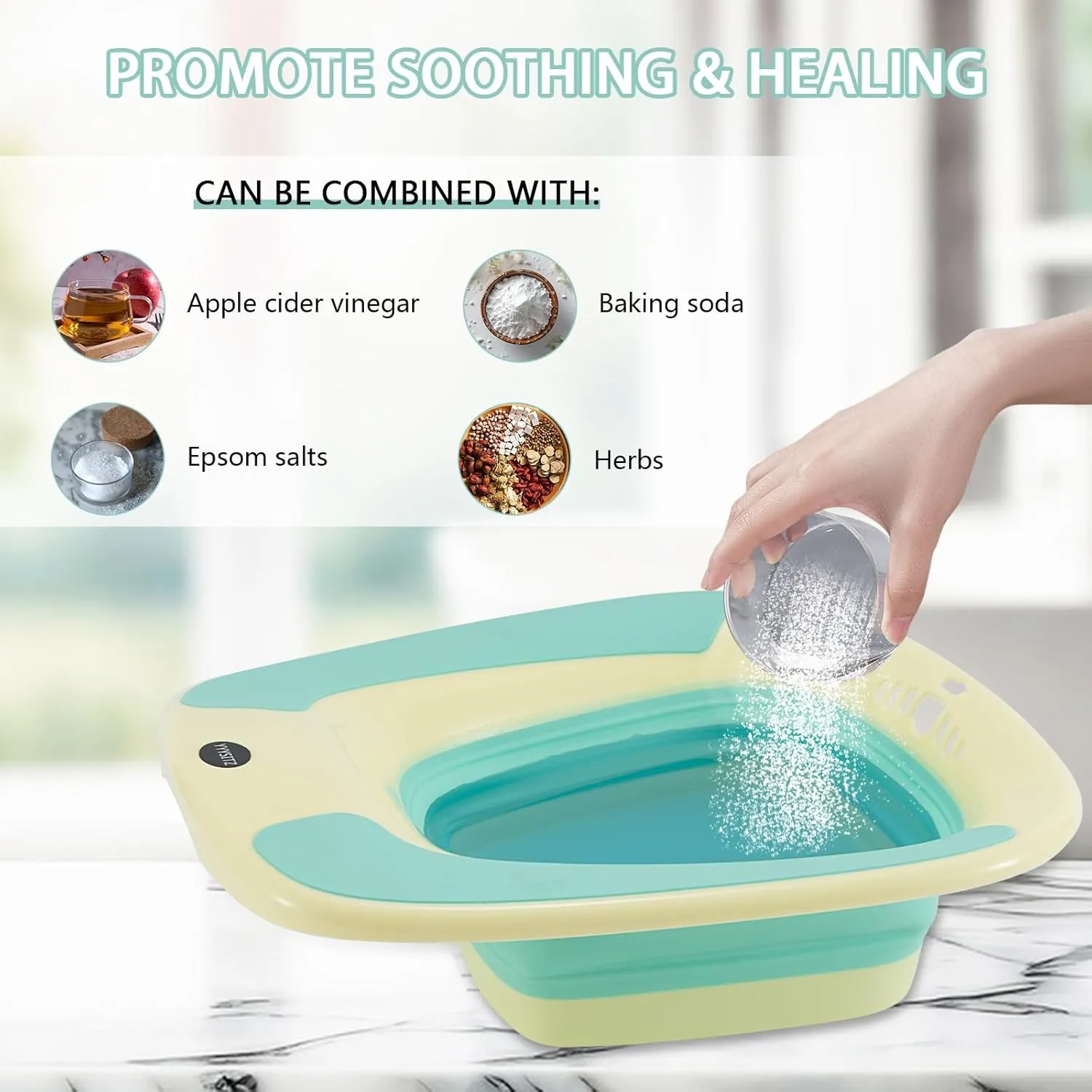 Sitz Bath, Sitz Bath for Toilet Seat, Sitz Bath for Hemorrhoids, Sitz Bath for Postpartum Care, Toilet Basin for Women Men Adults, Sits Bath Soak Salts Tub, Hip Bath Bowl, Portable, Green