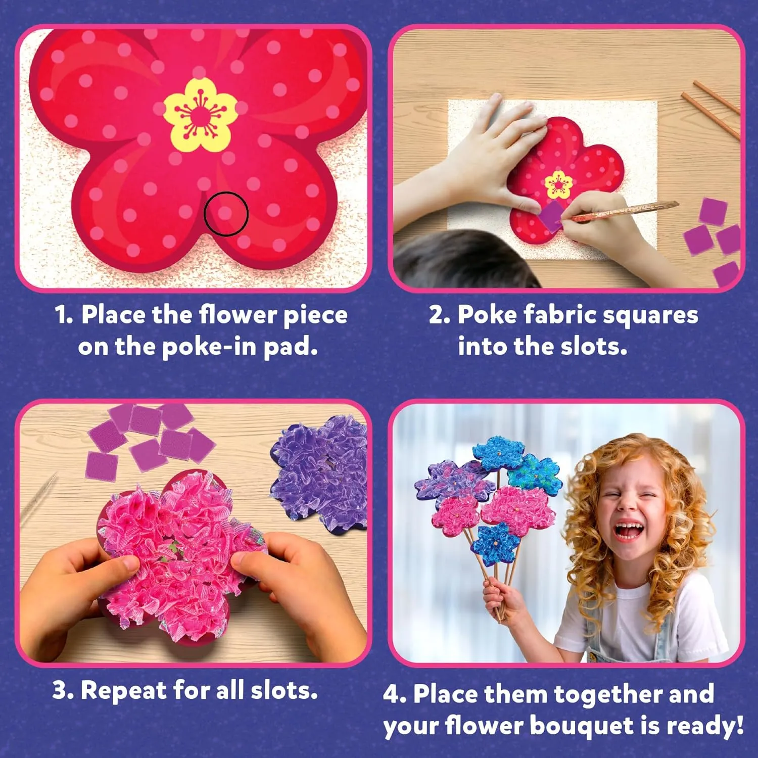 Skillmatics Poke-in Art - Flower Bouquet, Mess-Free Fun for Kids, DIY Wood Craft Kits, Creative Activity, Gifts for Girls & Boys Ages 4, 5, 6, 7, 8, 9