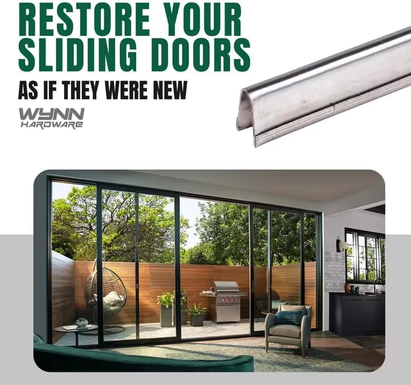 Sliding Door Repair Track Cover Repair Worn Damaged Sliding Glass Door Repair Horizontal Sliding Window Tracks Stainless Steel | Track Replacement for Patio Glass Door Repair (8 Feet)