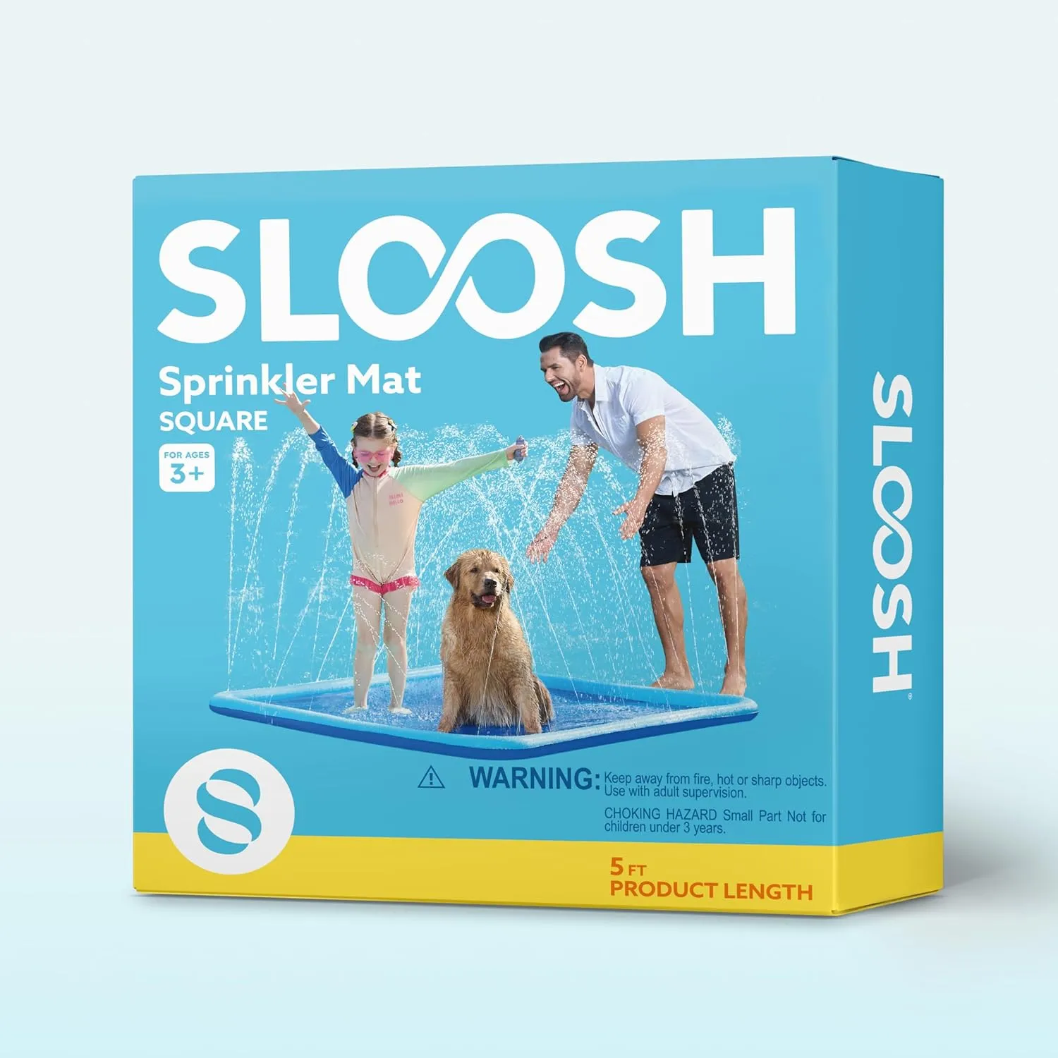 SLOOSH Non-Slip Splash Pad Sprinkler - Summer Water Toys Sprinkler Mat for Kids Toddlers Dogs, Outdoor Backyard Pool Party Decor Outside Water Games Fountain Wading Baby Pool Boys Girls Gifts (5ft)
