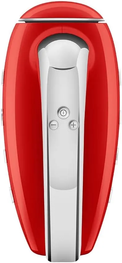 SMEG Red 50's Retro Style Electric Hand Mixer with Set of Beaters, Set of Dough Hooks and Set of Whisks