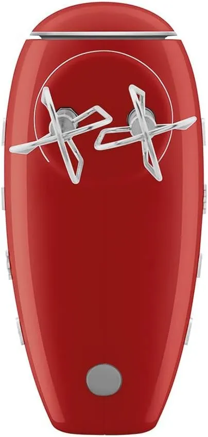 SMEG Red 50's Retro Style Electric Hand Mixer with Set of Beaters, Set of Dough Hooks and Set of Whisks