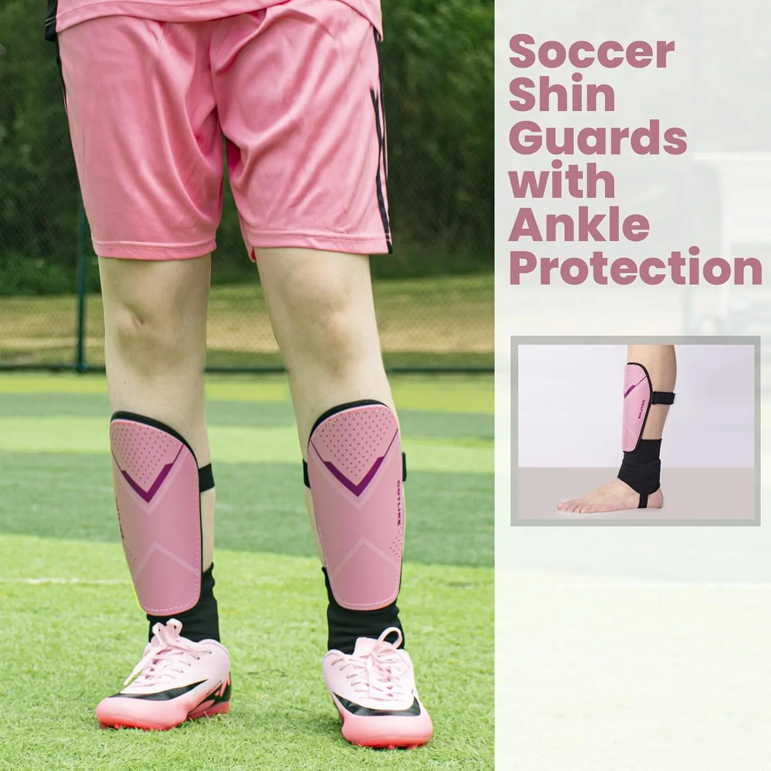 Soccer Shin Guards for Kids Youth Adults Toddler, Shin Defender Shin Guards with Ankle Protection Football Gear for 3 5 4-6 7-9 10-12 Years Old Boys Girls Espinilleras de Futol para Hombres