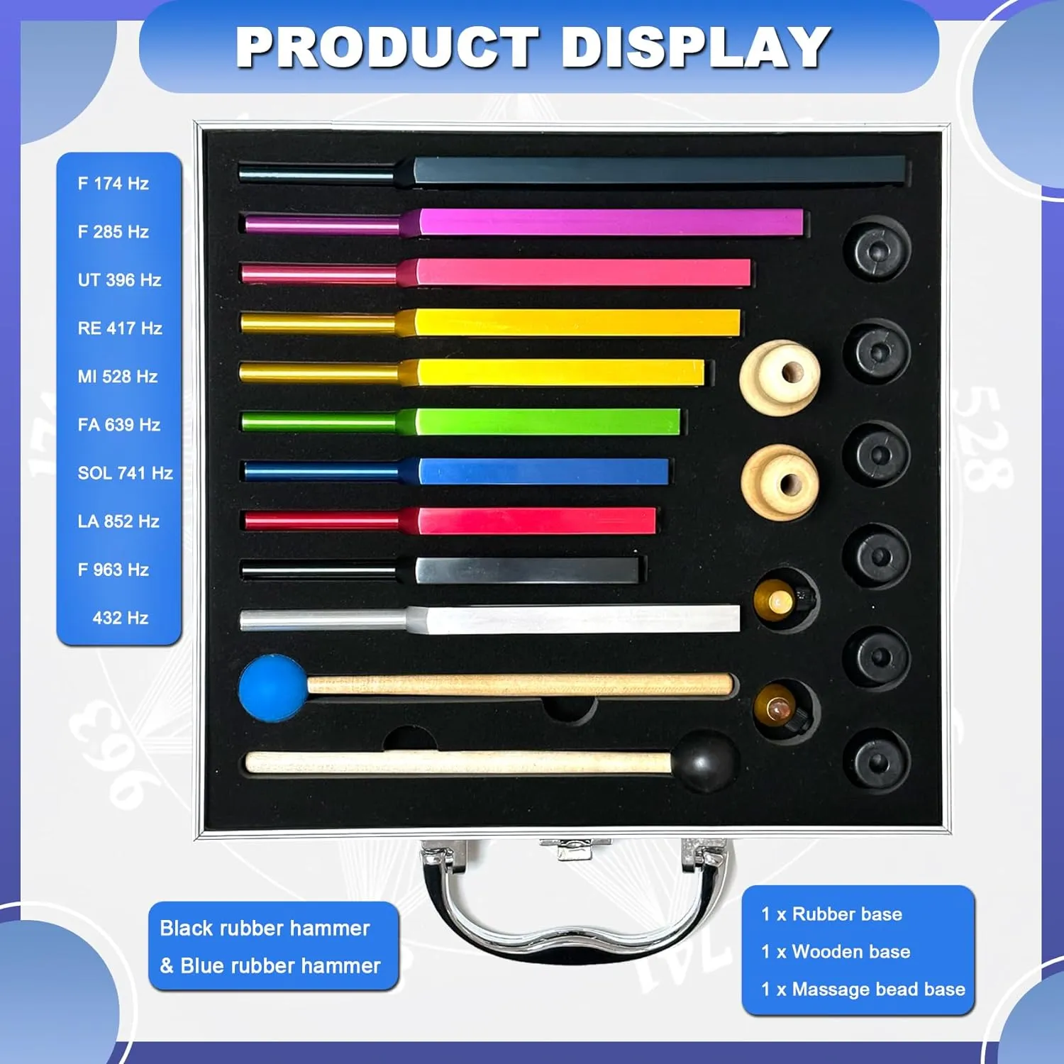 Solfeggio Tuning Fork Set - 10 Tuning Forks Perfect for DNA Healing, Chakra, Sound Therapy, Multicolour, with Exquisite Aluminum Gift Box (174 Hz, 285 Hz, 396 Hz, 417 Hz, 432Hz, 528 Hz etc)