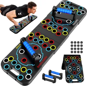 Solid Push Up Board 15 in 1 Home Workout Equipment Multi-Functional Pushup Stands System Fitness Floor Chest Muscle Exercise Professional Equipment Burn Fat Strength Training Arm Men & Women Weights