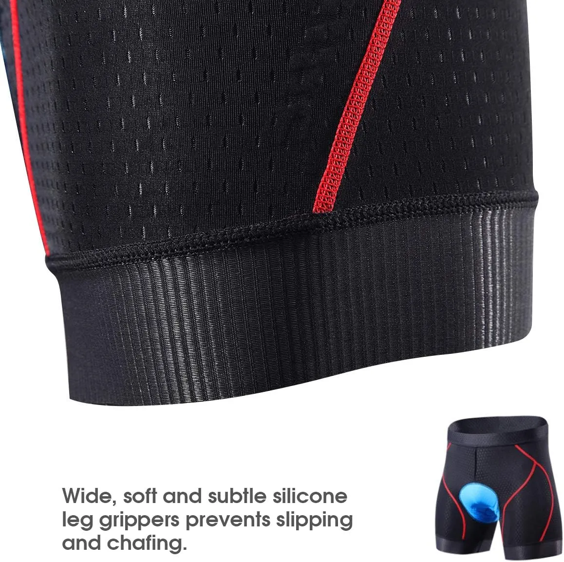 Souke Sports Men's Cycling Underwear Shorts 4D Padded Bike Bicycle MTB Liner Shorts with Anti-Slip Leg Grips