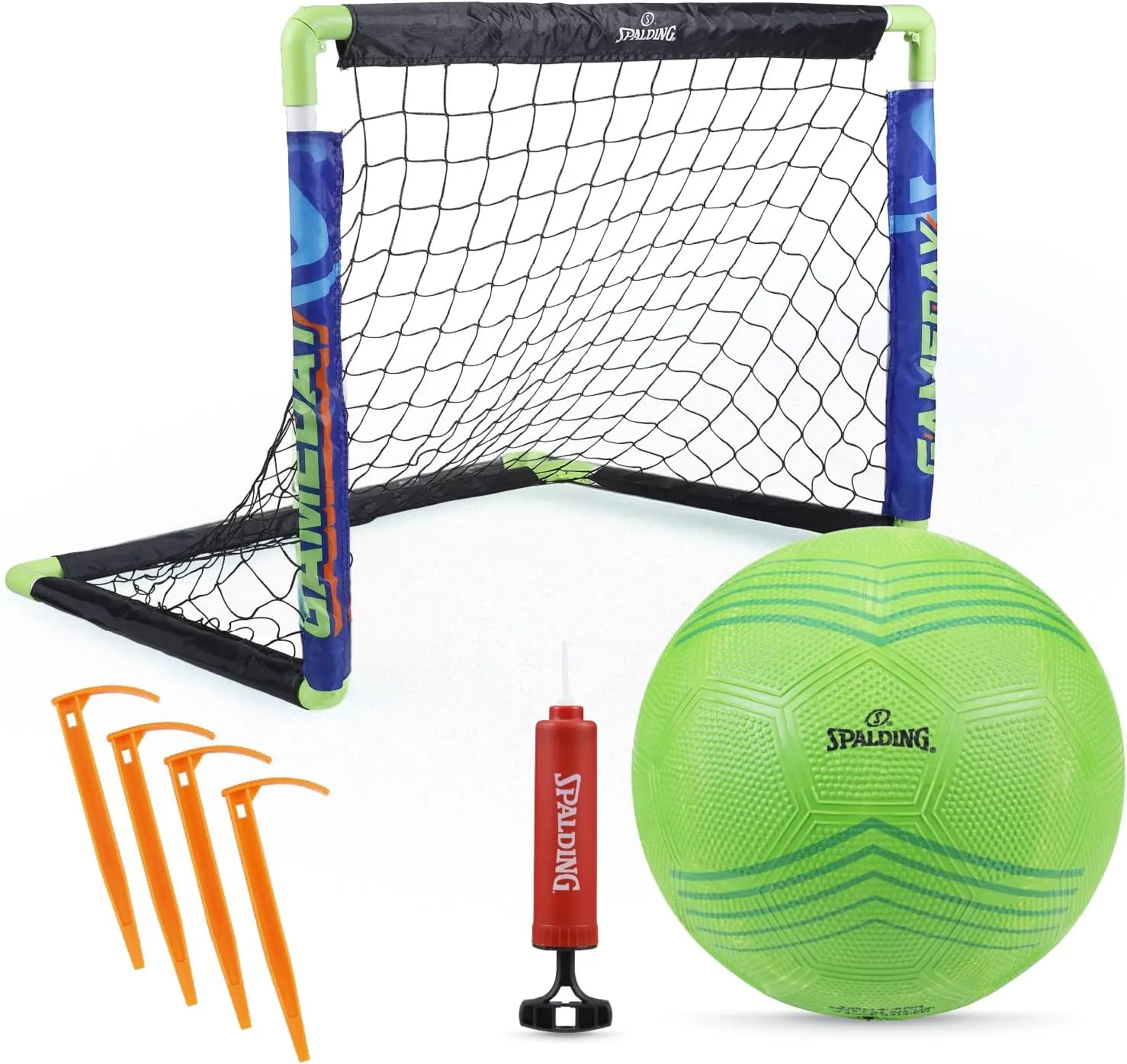 Spalding - Soccer Goal Set, Glow-in-The-Dark Foldable Soccer Net with Ball, Pop-Up Goal for Practice & Games, Outdoor Play for Kids