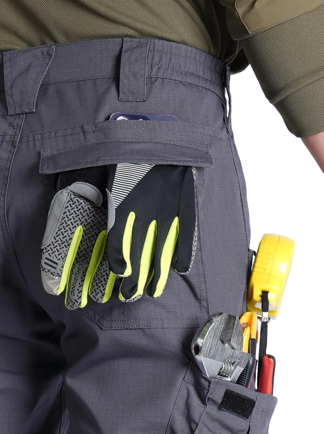 SPOSULEI Mens Tactical Pants Ripstop Cargo Work Pants with 9 Pockets Water Resistant Breathable Hiking Construction Pants